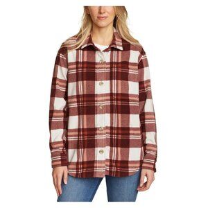 NWT Eddie Bauer Women's Microfleece Shirt Jacket Brown Check Size 2XL $75 H315
